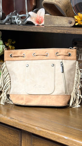 Load image into Gallery viewer, MW Embroidered Drawstring Shoulder Bag