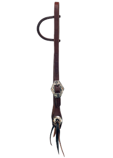Oiled One Ear Headstall ~ Diamond Buckle - Henderson's Western Store