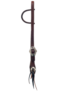 Oiled One Ear Headstall ~ Diamond Buckle