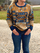 Aztec Patchwork Sweater by Panhandle - Henderson's Western Store