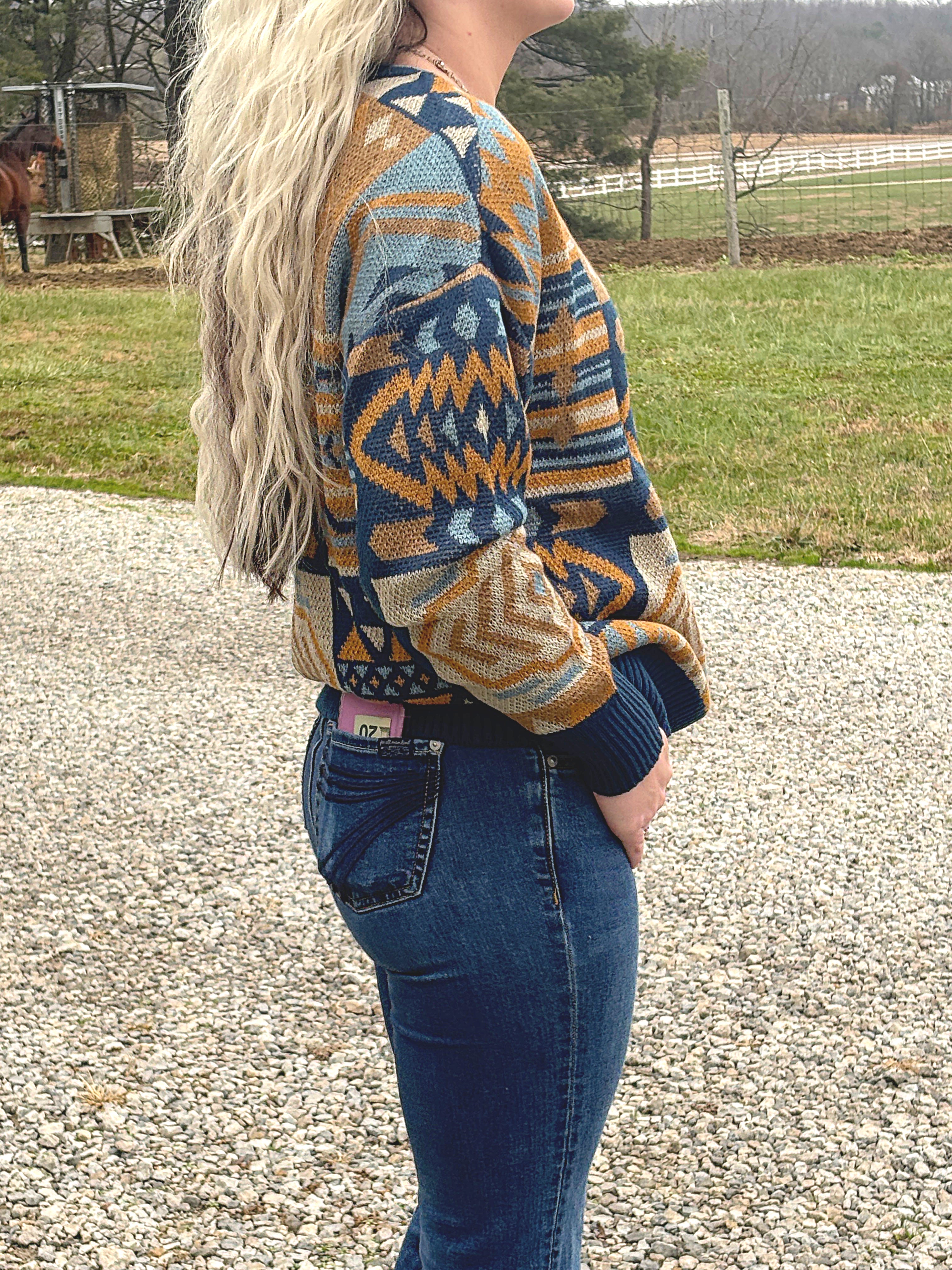 Aztec Patchwork Sweater by Panhandle - Henderson's Western Store