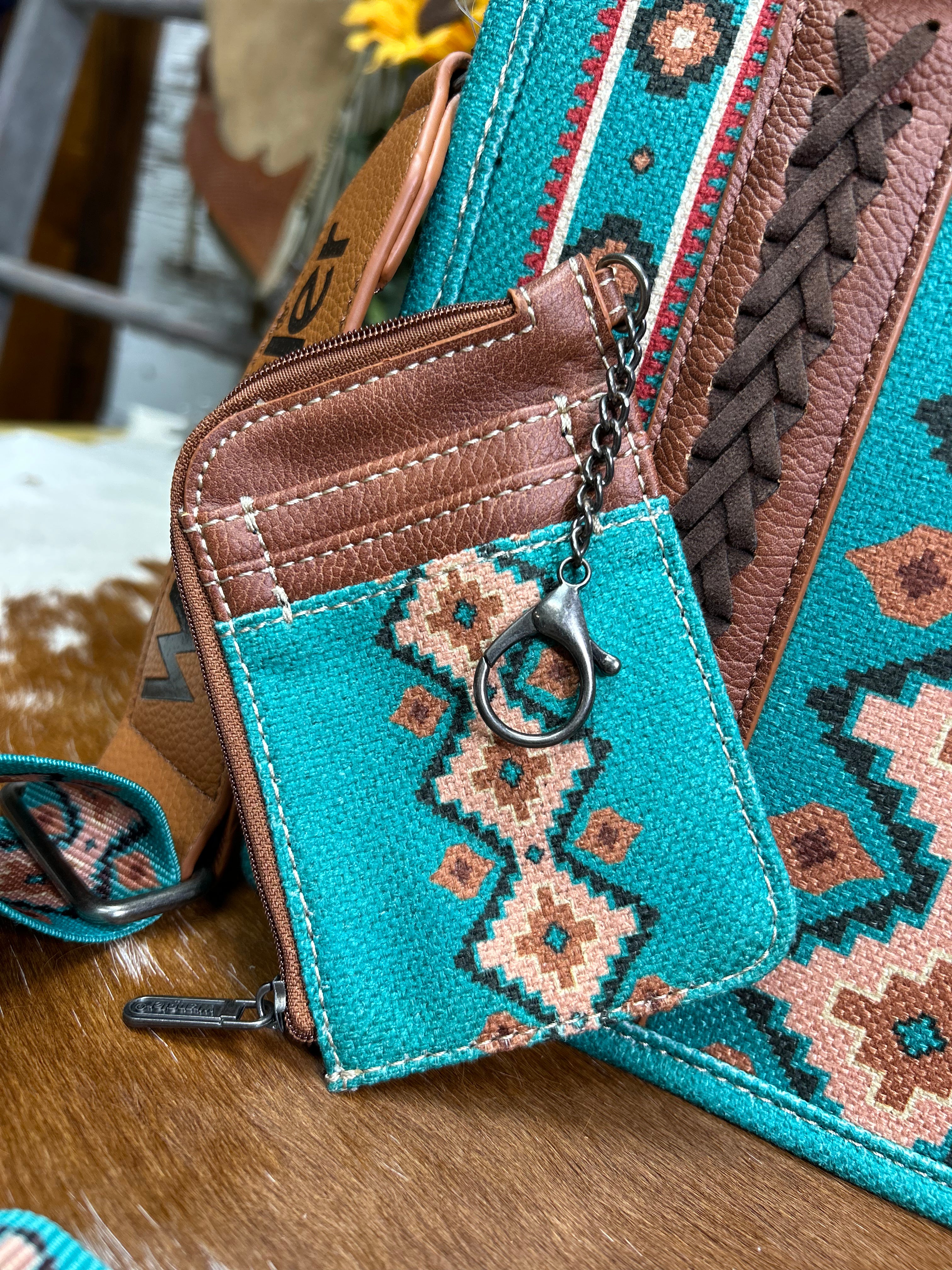Wrangler Southwest Print Tote ~ Turquoise - Henderson's Western Store