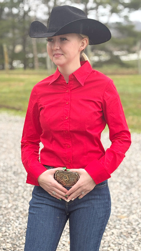 Solid Button Down Shirts ~ Red