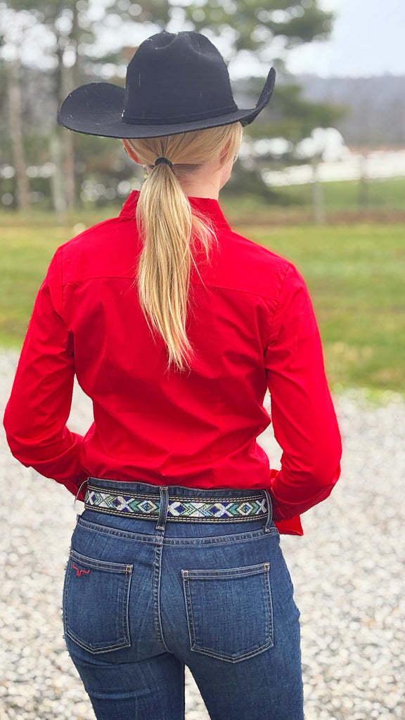 Solid Button Down Shirts ~ Red