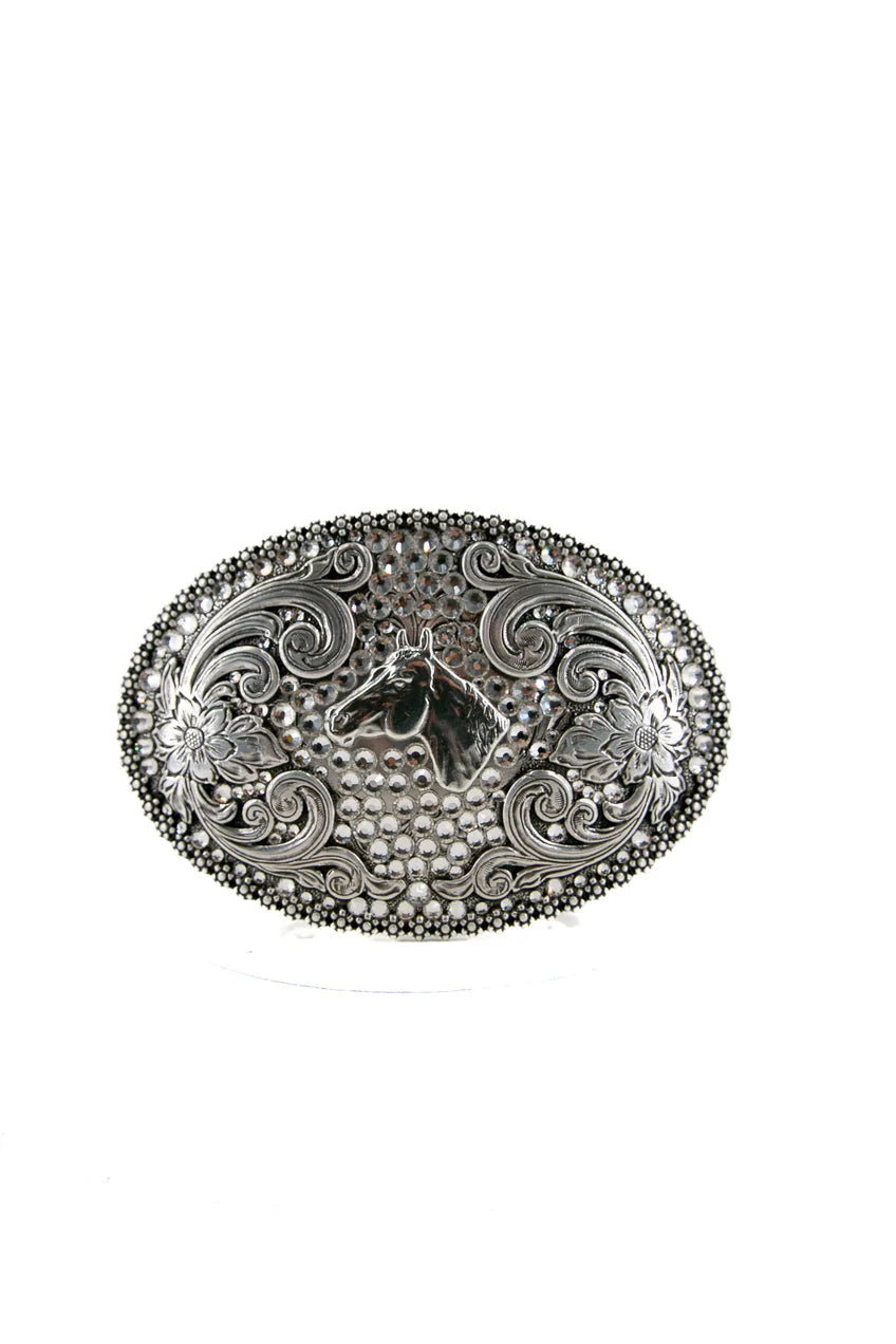 Blazin Roxx Belt Buckle ~ Rhinestone Horse - Henderson's Western Store