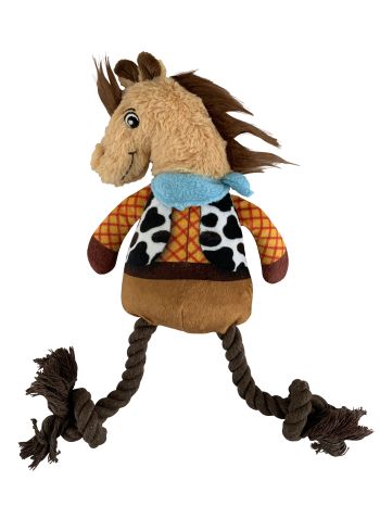 Western Plush Squeaky Dog Toy ~ Horse W/Rope