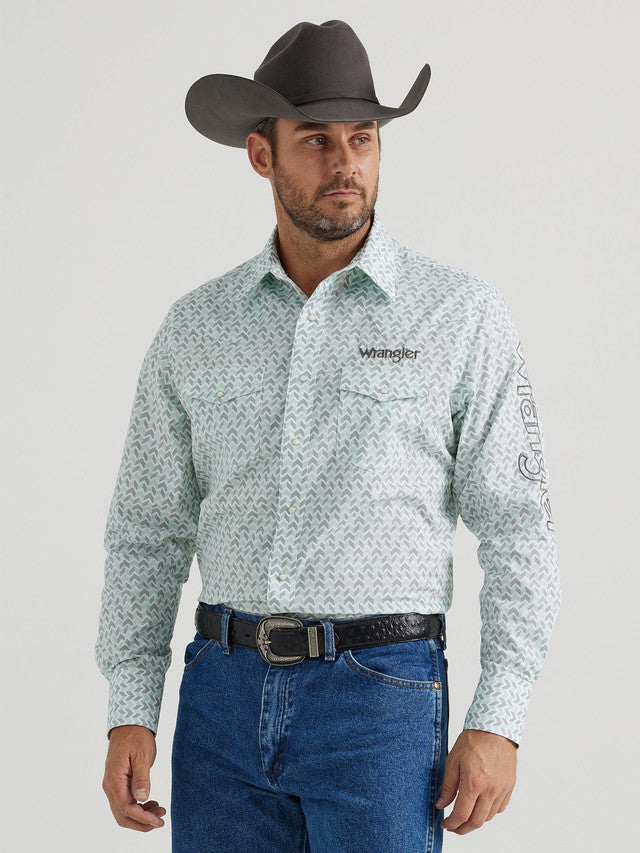 Men's Wrangler Logo Shirt ~ Teal - Henderson's Western Store