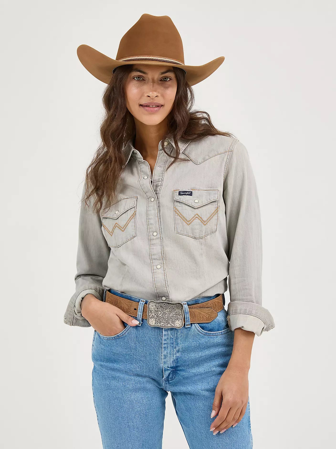 Wrangler Western Snap Work Denim Shirt - Henderson's Western Store
