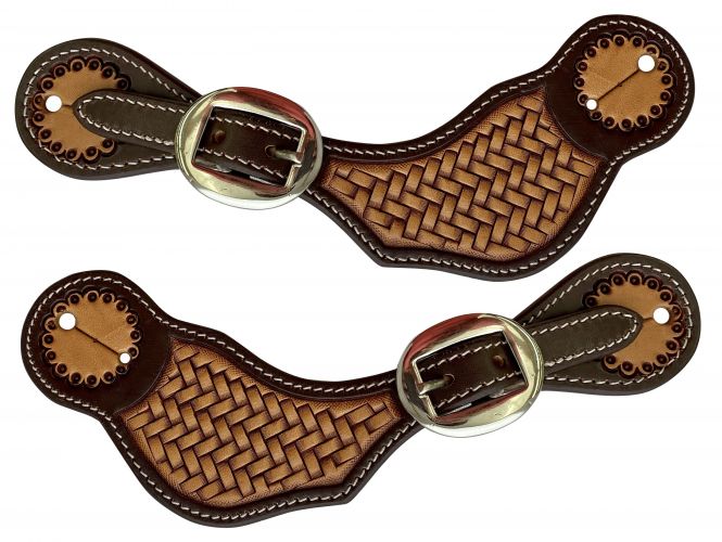 Leather Basket Stamped Spur Straps