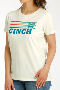 Load image into Gallery viewer, Ladies Cinch Brand Print Tee ~ Cream