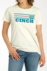 Load image into Gallery viewer, Ladies Cinch Brand Print Tee ~ Cream