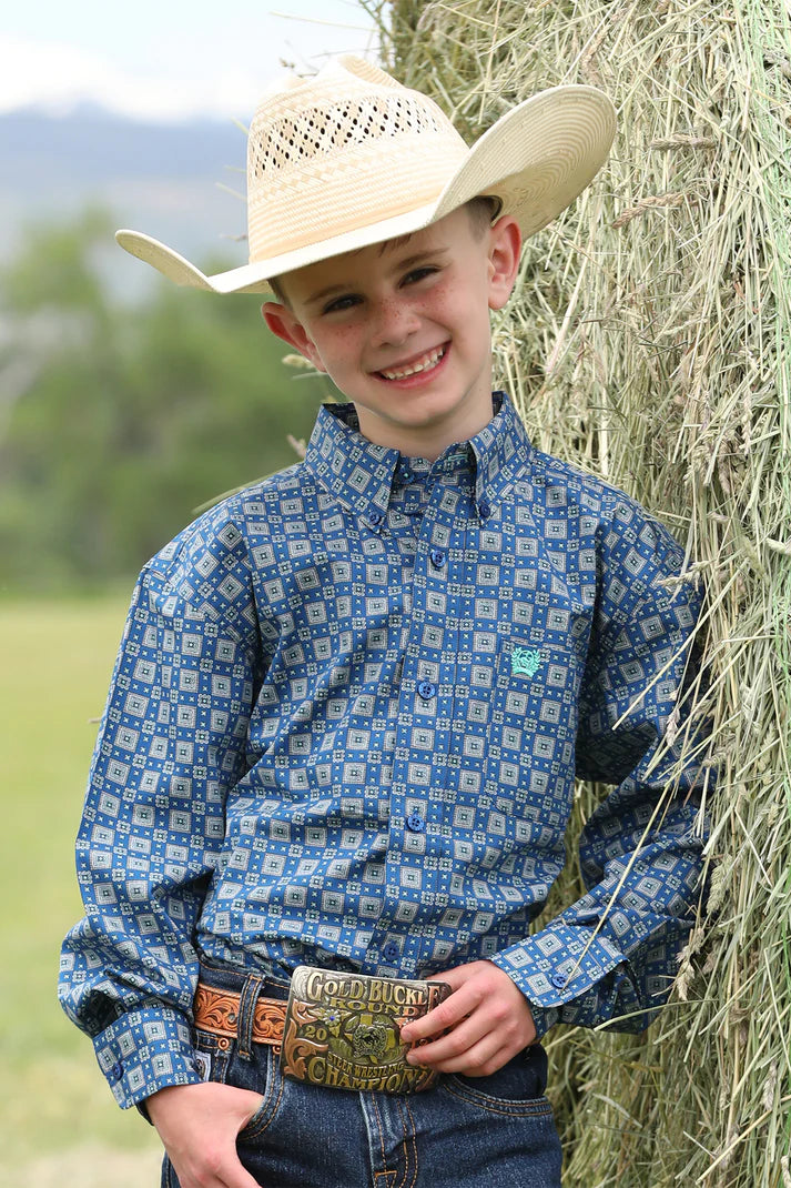 Boy's Cinch Geo Print ~ Royal - Henderson's Western Store