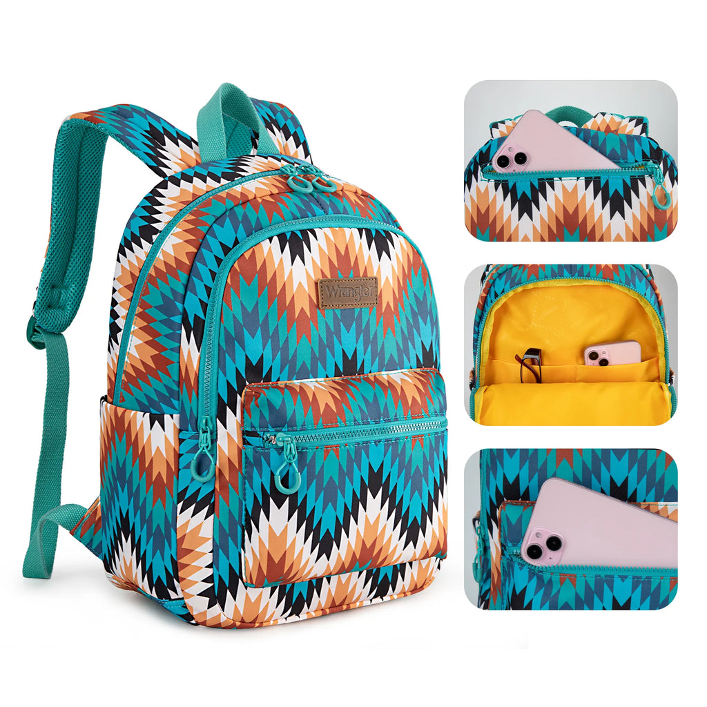 Wrangler Aztec Print Backpack  ~ Turquoise - Henderson's Western Store