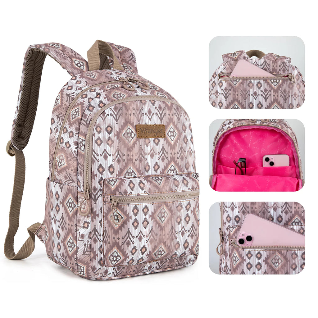 Wrangler Aztec Print Backpack  ~ Coffee - Henderson's Western Store