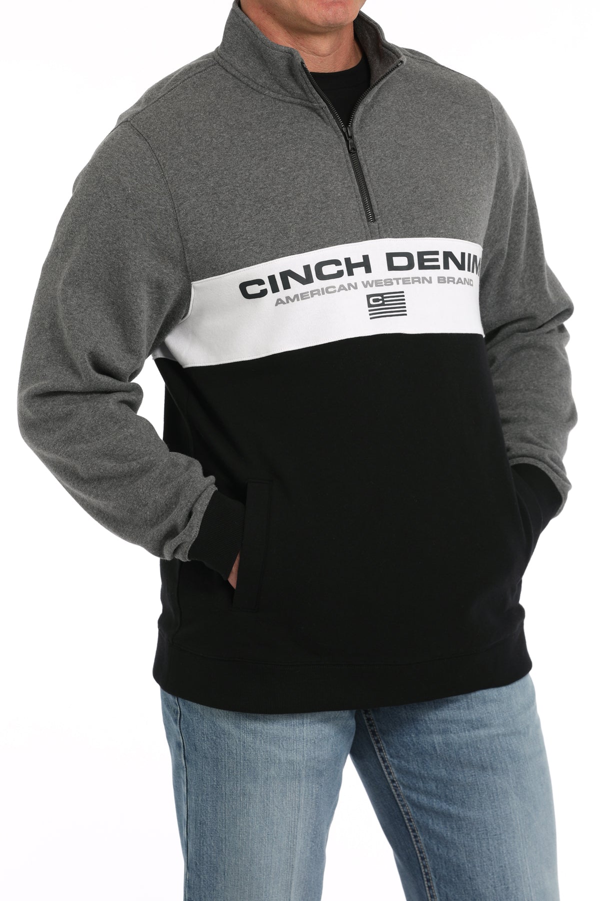 Men's Cinch Denim 1/4 Zip Pullover - Multi - Henderson's Western Store