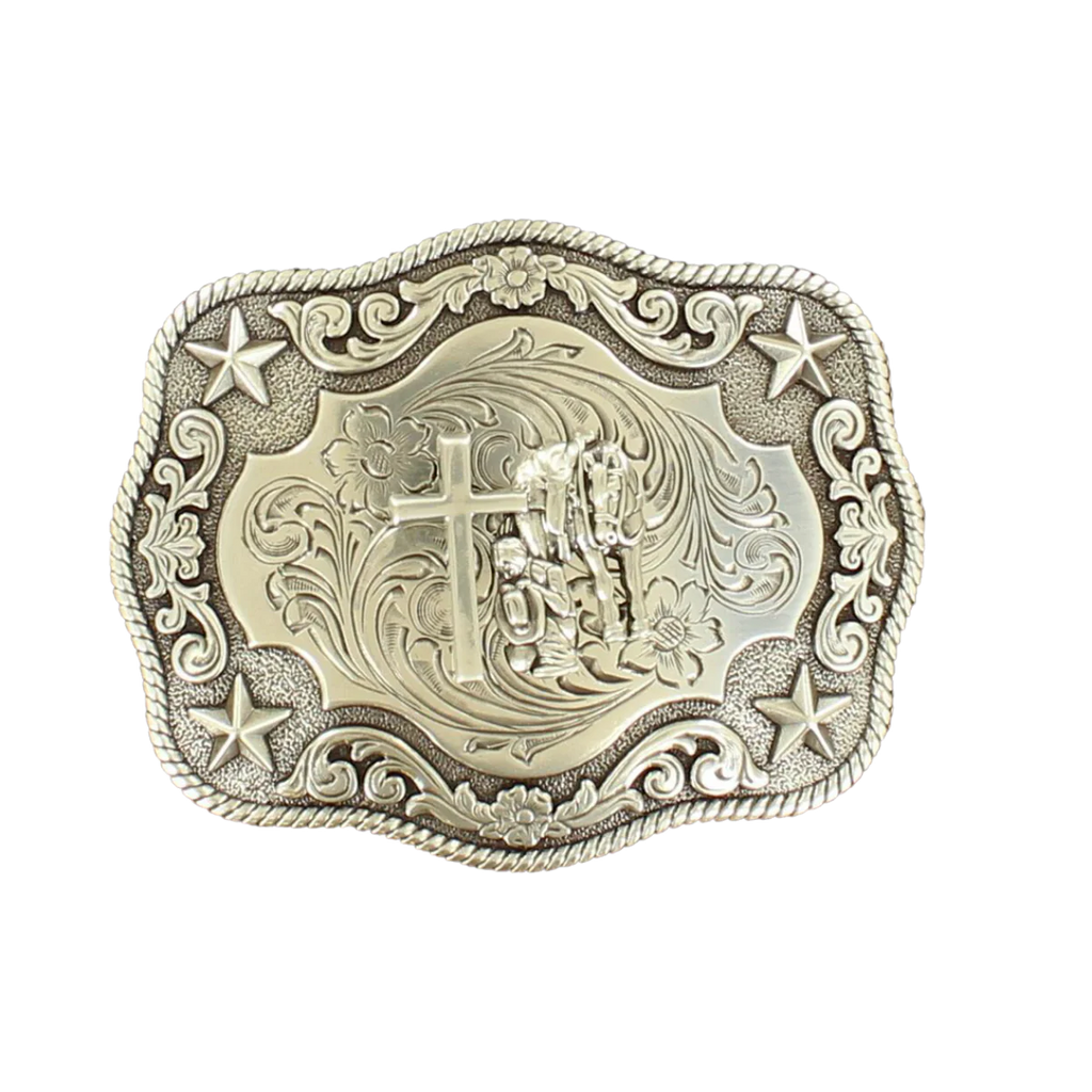 Praying Cowboy Belt Buckle ~ W/Stars - Henderson's Western Store