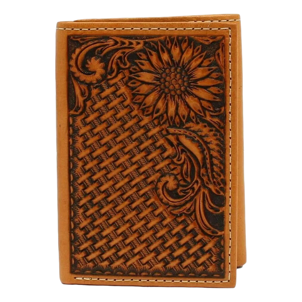 Basketweave Sunflower Trifold Wallet - Henderson's Western Store