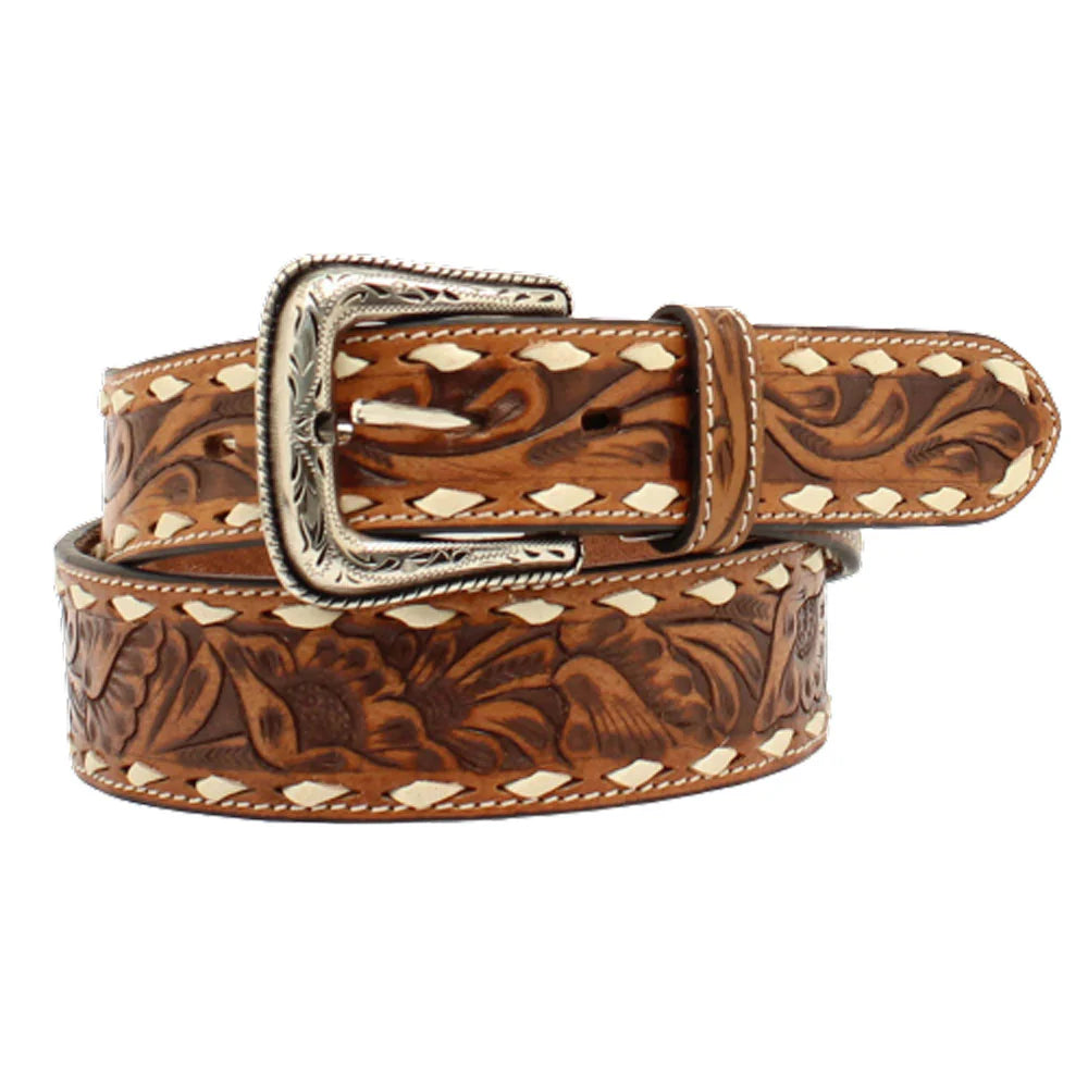 Floral Tooled W/Buckstitch Belt