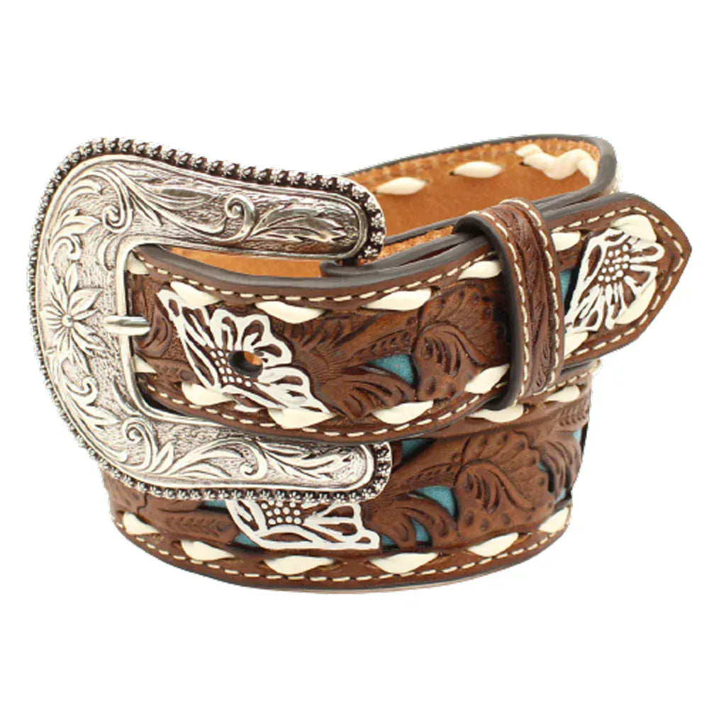 Girl's Floral Pierced Turquoise Belt - Henderson's Western Store