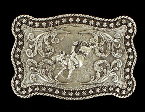 Bull Rider Belt Buckle ~ Rope Edge - Henderson's Western Store