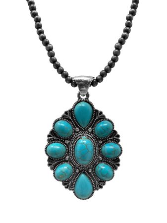 Navajo Pearl W/Turquoise Concho Necklace - Henderson's Western Store