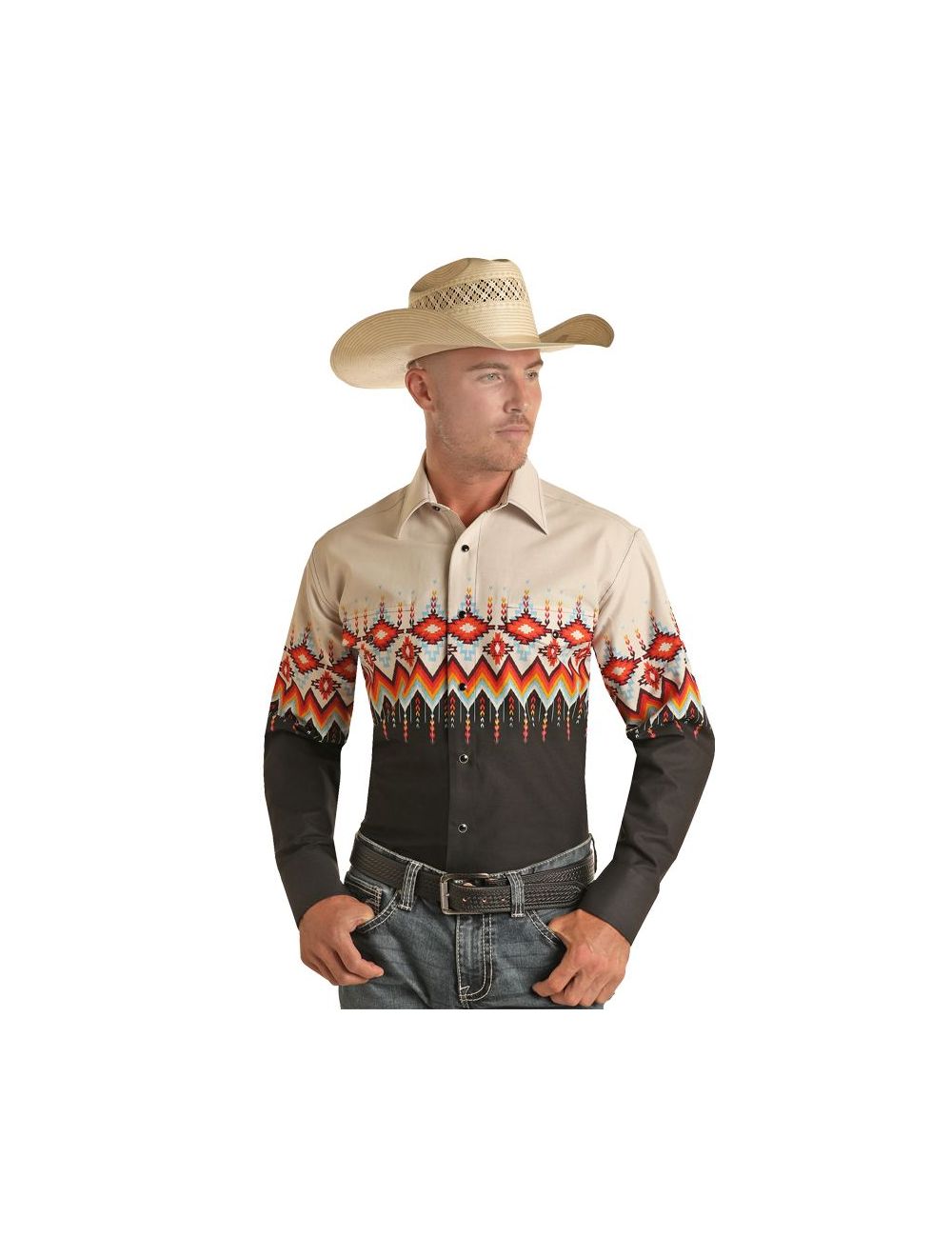 Men's Aztec Border by Panhandle ~ Black - Henderson's Western Store