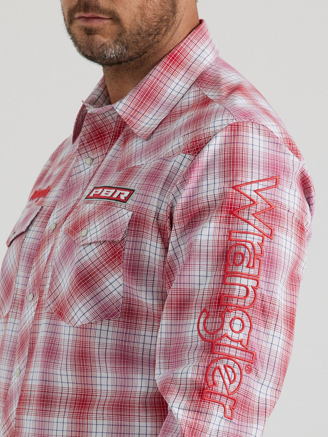 Men's Wrangler Logo Plaid ~ Red - Henderson's Western Store