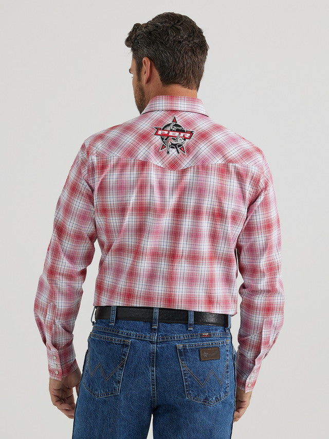 Men's Wrangler Logo Plaid ~ Red - Henderson's Western Store