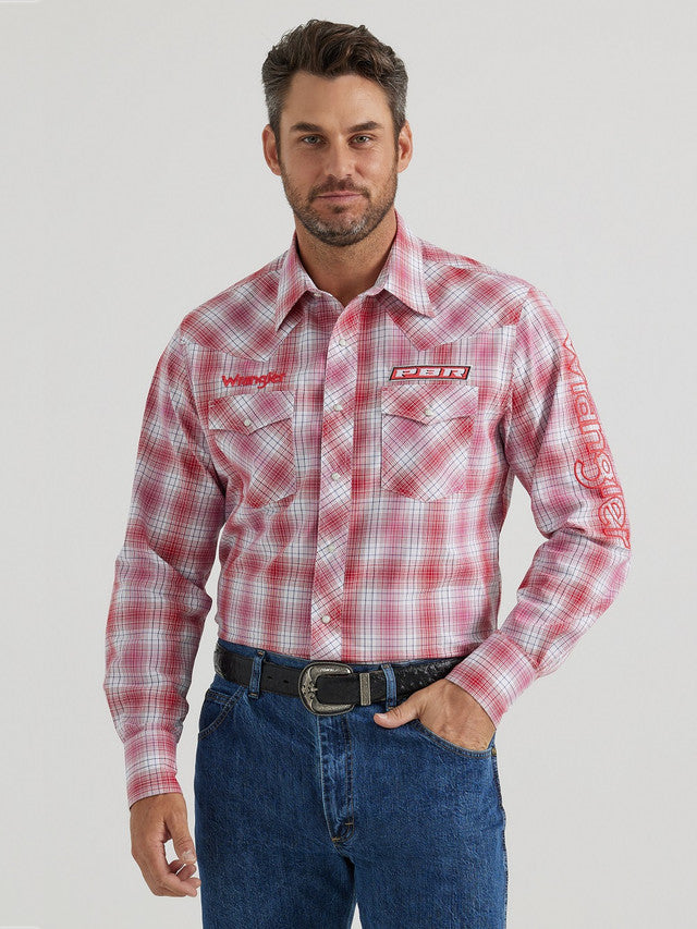 Men's Wrangler Logo Plaid ~ Red - Henderson's Western Store