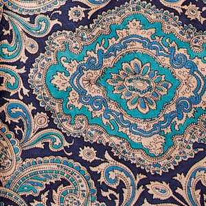 Load image into Gallery viewer, Paisley Jacquard Silk Scarf ~ Blue/Gold