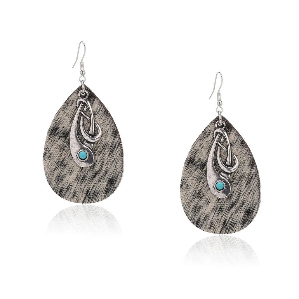 Rustic Couture's Cowhide Tear Drop Dangling Earring - Henderson's Western Store