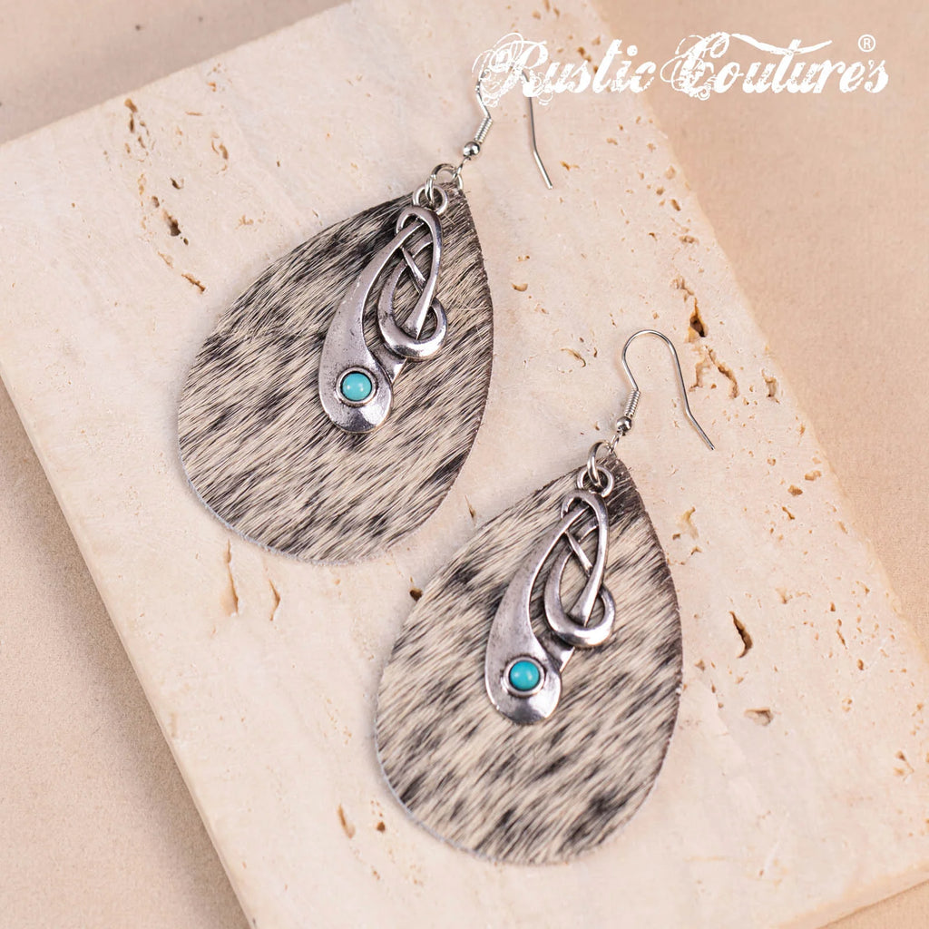 Rustic Couture's Cowhide Tear Drop Dangling Earring - Henderson's Western Store
