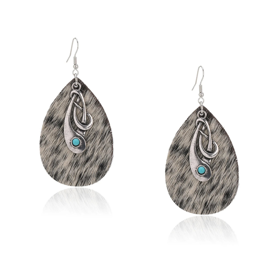 Rustic Couture's Cowhide Tear Drop Dangling Earring - Henderson's Western Store