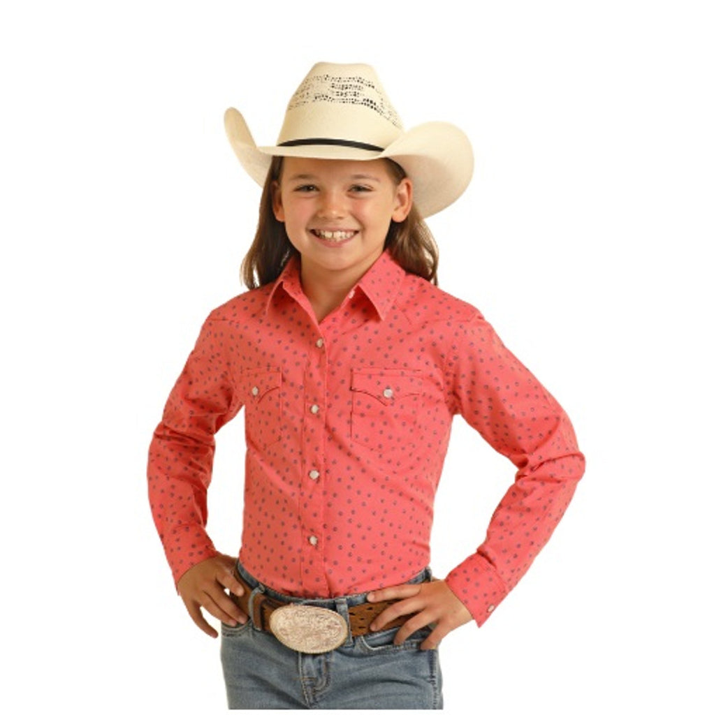 Girl's Coral Print Shirt by Panhandle - Henderson's Western Store