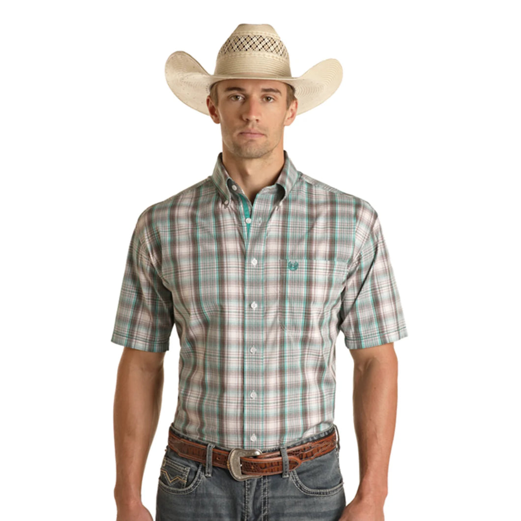 Men's Rough Stock ~ Turquoise/Brown Plaid - Henderson's Western Store