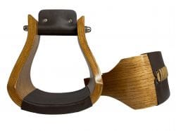 Wide Polished Solid Oak Wooden stirrups - Henderson's Western Store