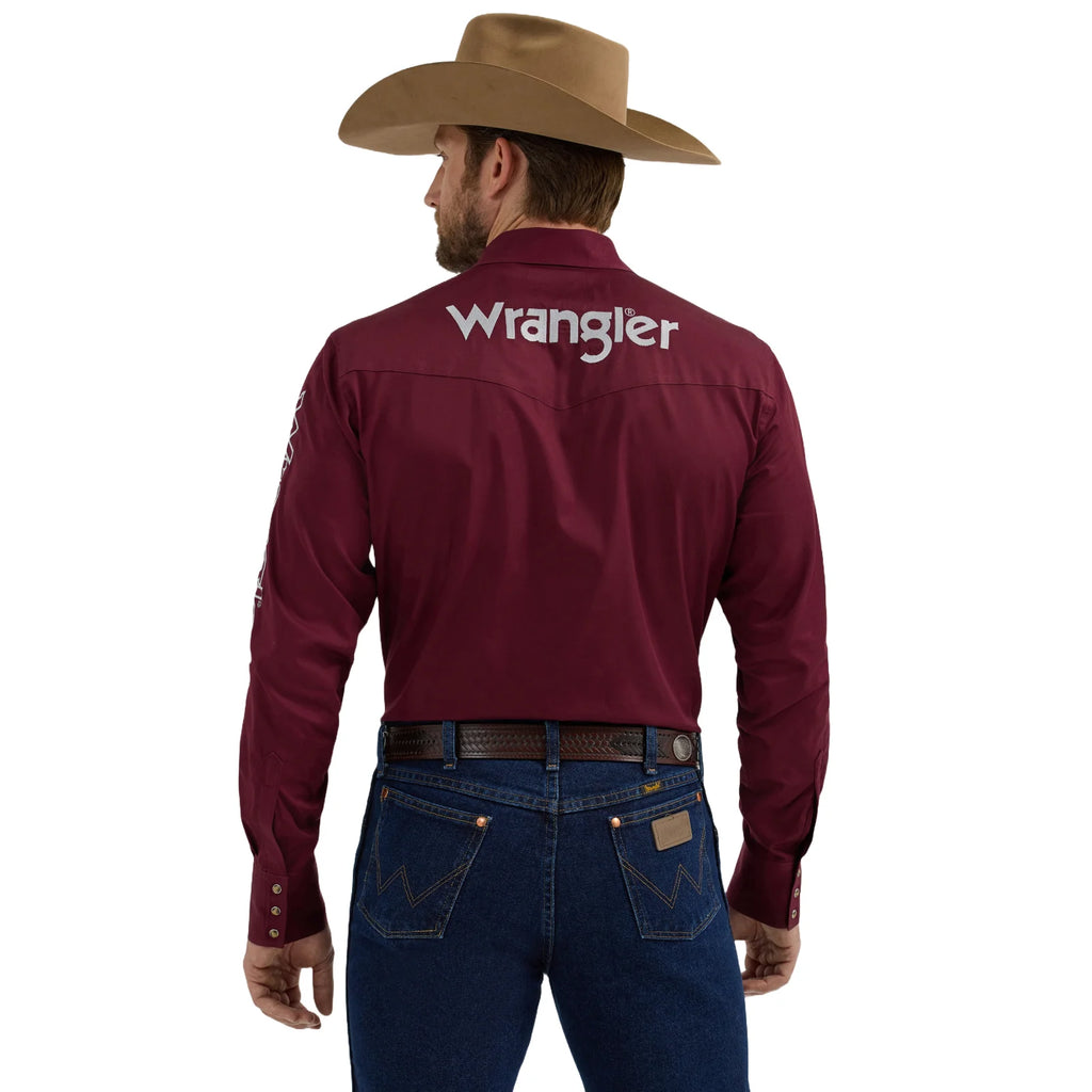 Men's Wrangler Logo Shirt ~ Burgundy