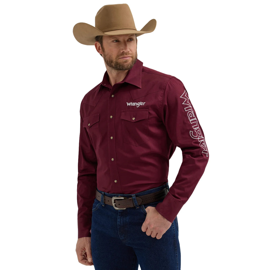 Men's Wrangler Logo Shirt ~ Burgundy