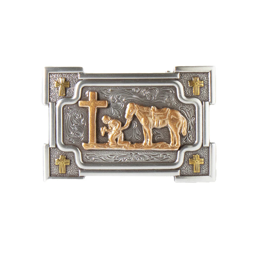 Praying Cowboy Belt Buckle ~ Copper - Henderson's Western Store