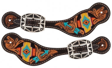Ladies Turquoise Cross Spur Straps ~ Navajo Arrow - Henderson's Western Store