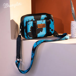 Load image into Gallery viewer, Wrangler Cow Print Crossbody ~ Turquoise