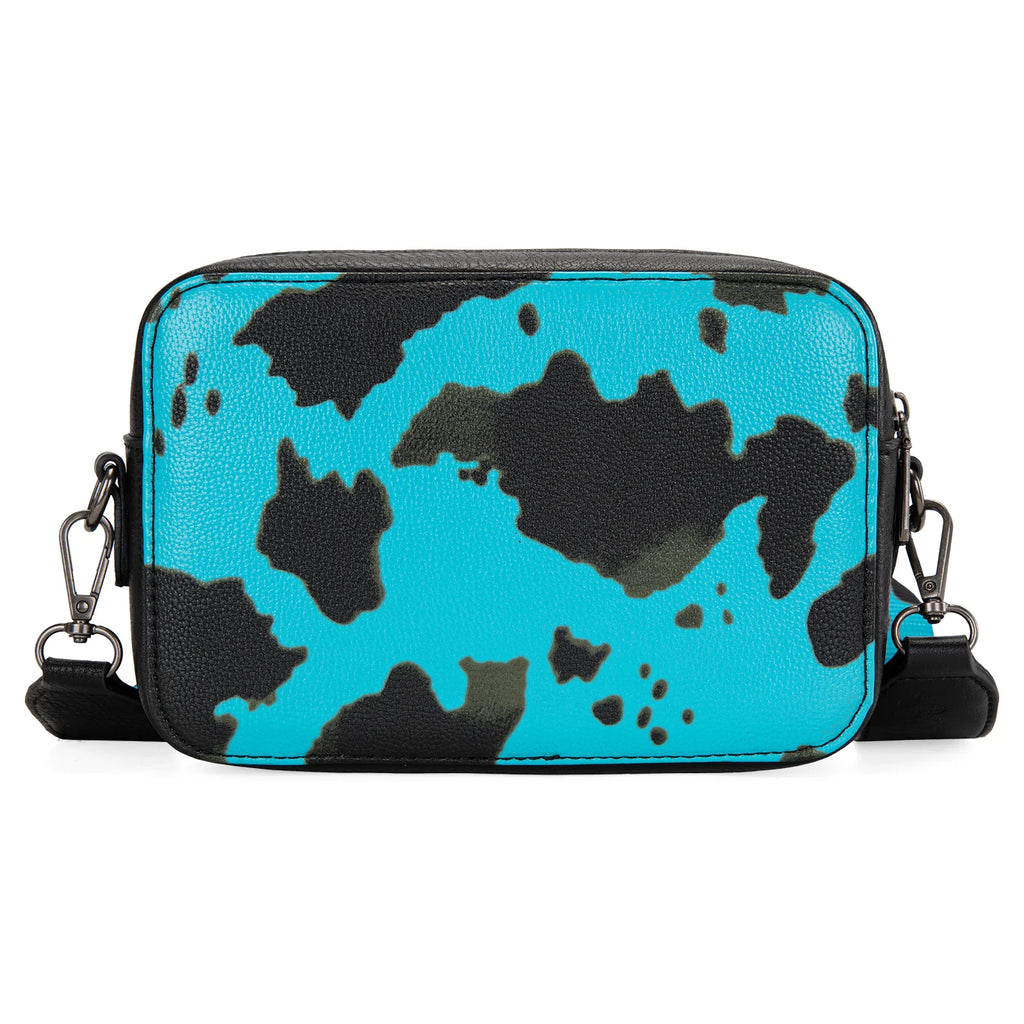 Wrangler Cow Print Crossbody ~ Turquoise