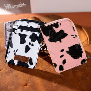 Load image into Gallery viewer, Wrangler Cow Print Mini Zip Card - Henderson&#39;s Western Store