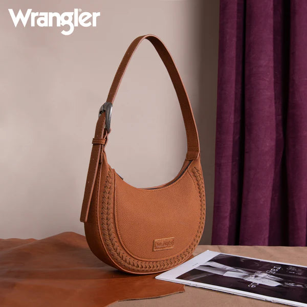 Wrangler Whipstitch Crescent Crossbody ~ Brown