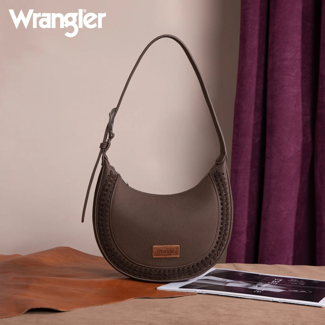 Wrangler Whipstitch Crescent Crossbody ~ Coffee