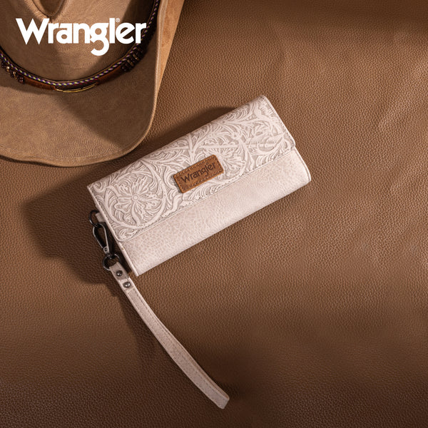 Wrangler Western Floral Tooled RFID Wallet