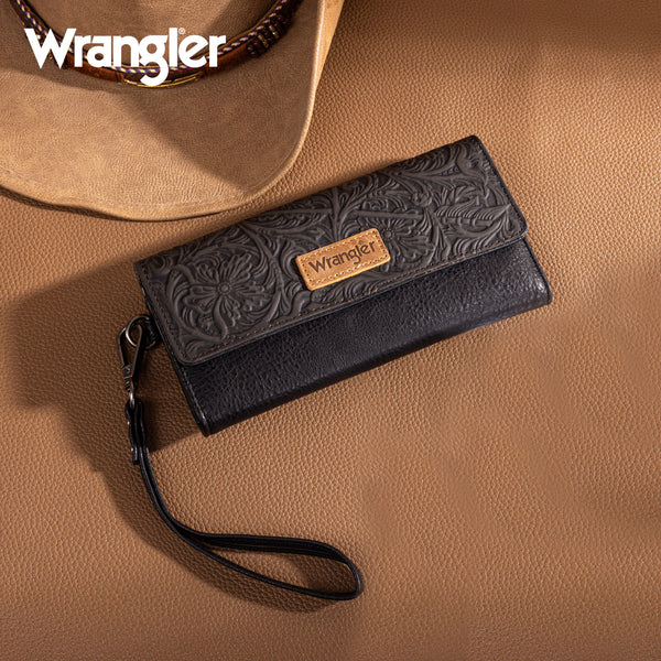 Wrangler Western Floral Tooled RFID Wallet