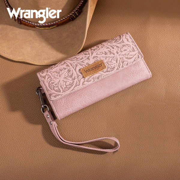 Wrangler Western Floral Tooled RFID Wallet