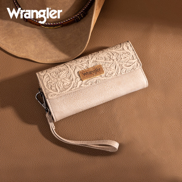 Wrangler Western Floral Tooled RFID Wallet