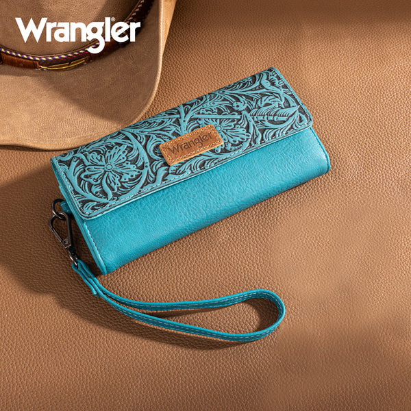 Wrangler Western Floral Tooled RFID Wallet